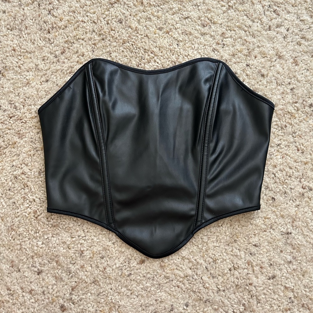Faux leather corset bustier top